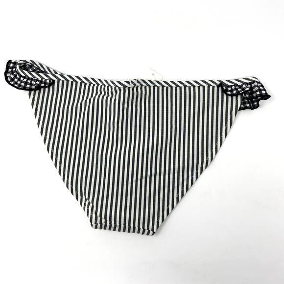 NEW Aerie Black Striped Seersucker Ruffle Summer Beach Bikini Bottom XXS - Picture 5 of 5